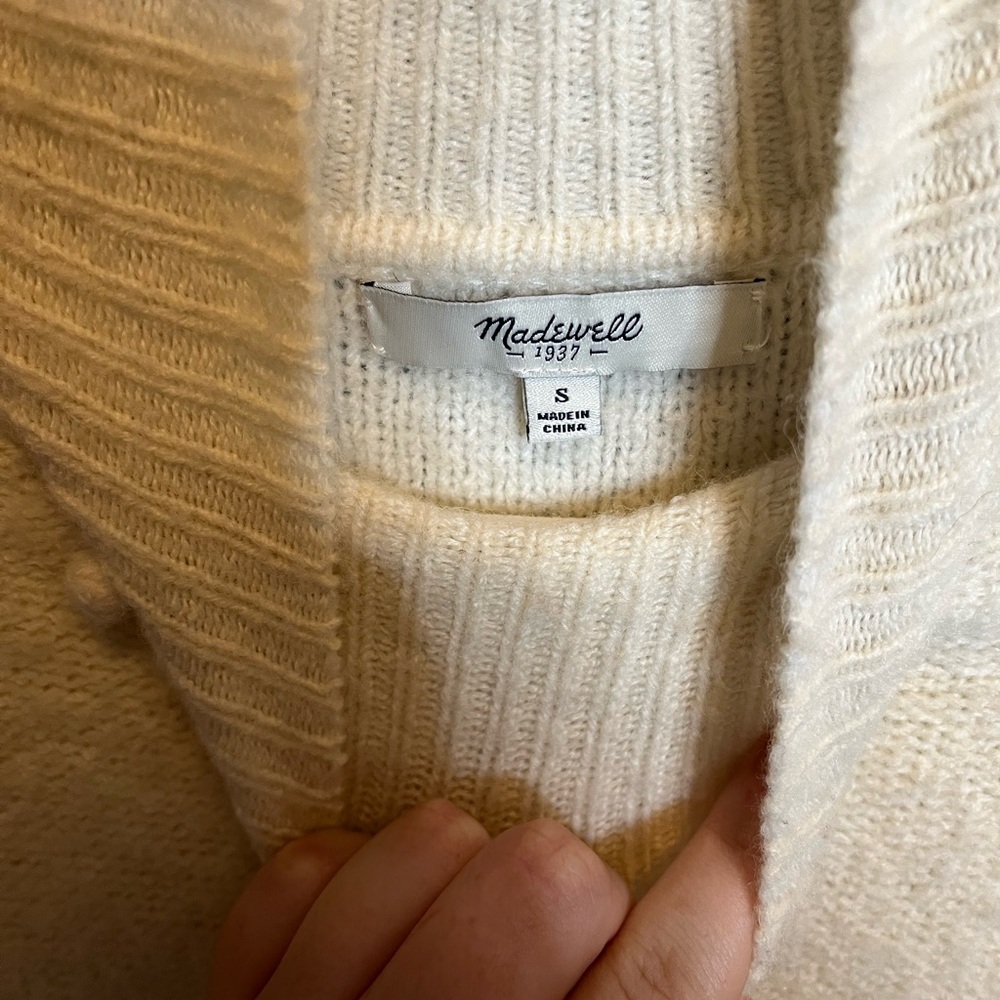 Madewell Cream Turtleneck Sweater with Pom-Pom Accents - Picture 3 of 3